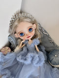 BJD Doll Clothes Blue Palace Veil Evening Dress For 1/6 Blythe BJD Doll OB24 22