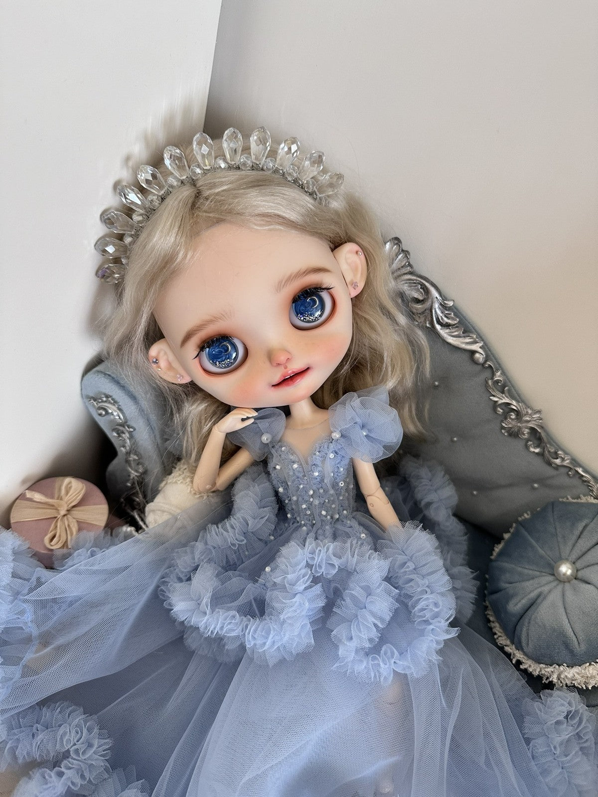 BJD Doll Clothes Blue Palace Veil Evening Dress For 1/6 Blythe BJD Doll OB24 22