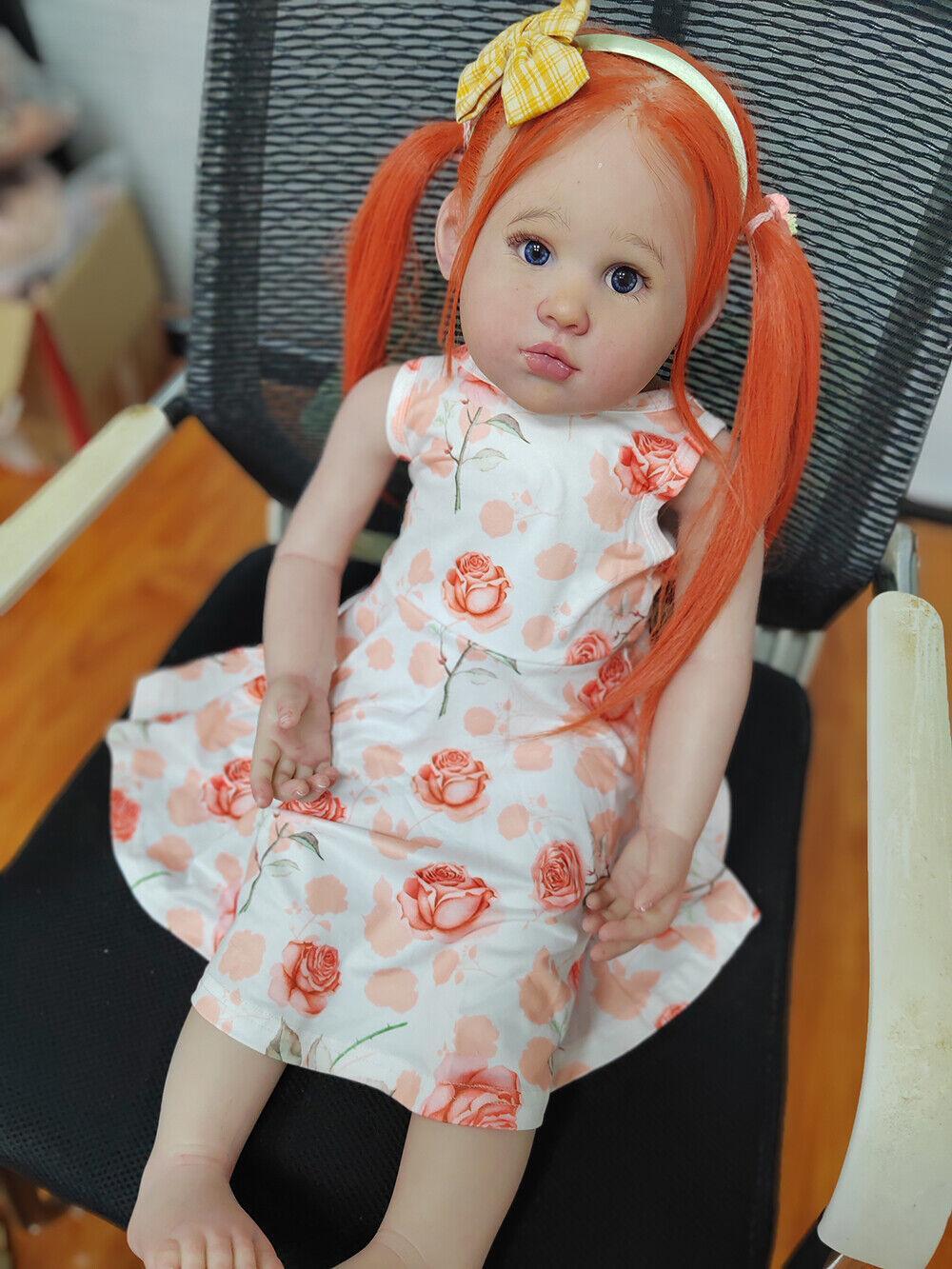 Custom Made 30" Handmade Reborn Baby Doll Louisa Hand-rooted Orange Hair Toddler Girl Lifelike Gift