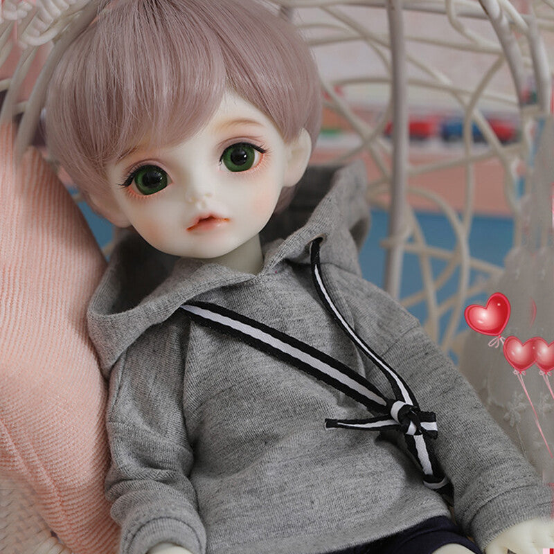 BJD 1/6 Mini SD Doll Resin Boy Free Face Make up + Eyes Wig Clothes TOY FULL SET-