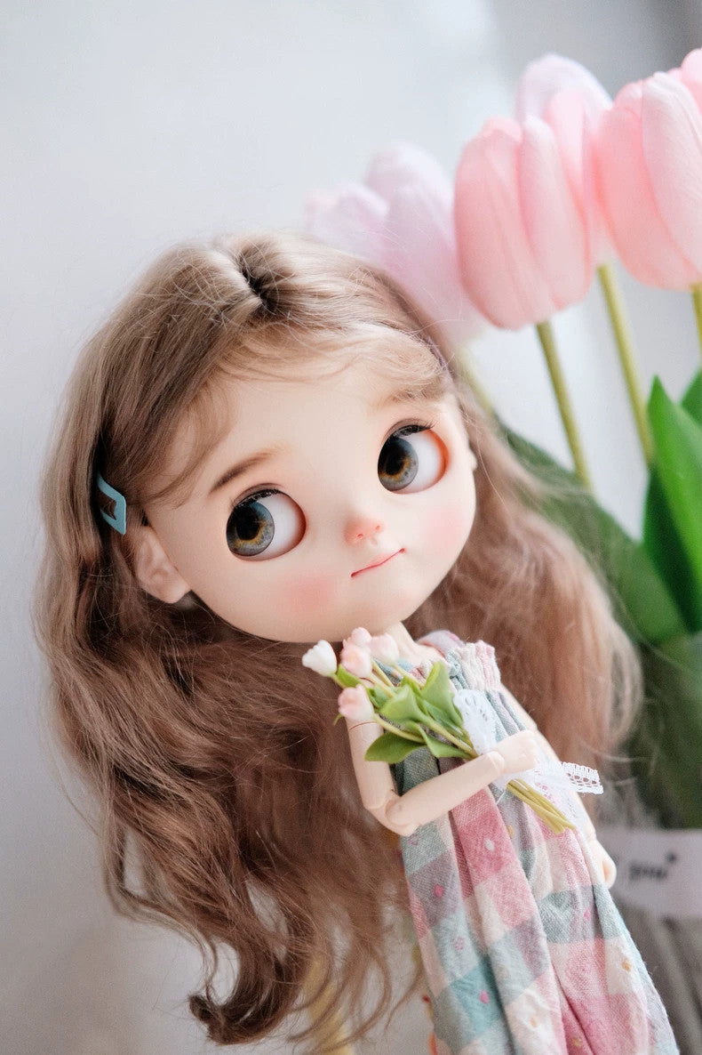 for blythe 1/6 BJD doll ob24 22 BJD Camisole Skirt Floral Plaids Suspender Dress