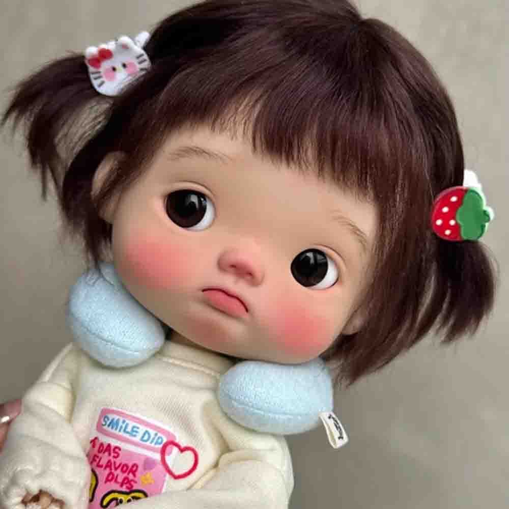 BJD 1/6 Doll SD Jointed with Face Makeup Big Head Eyes Resin Girl Handmade