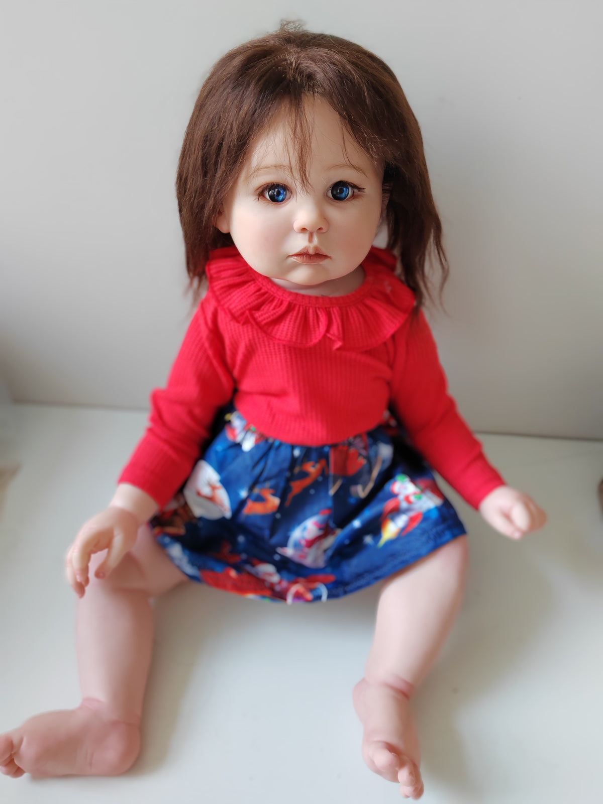 28inch Lifelike Girl Toddler Reborn Baby Doll Rooted Mohair Shiny Eyes XMAS GIFT