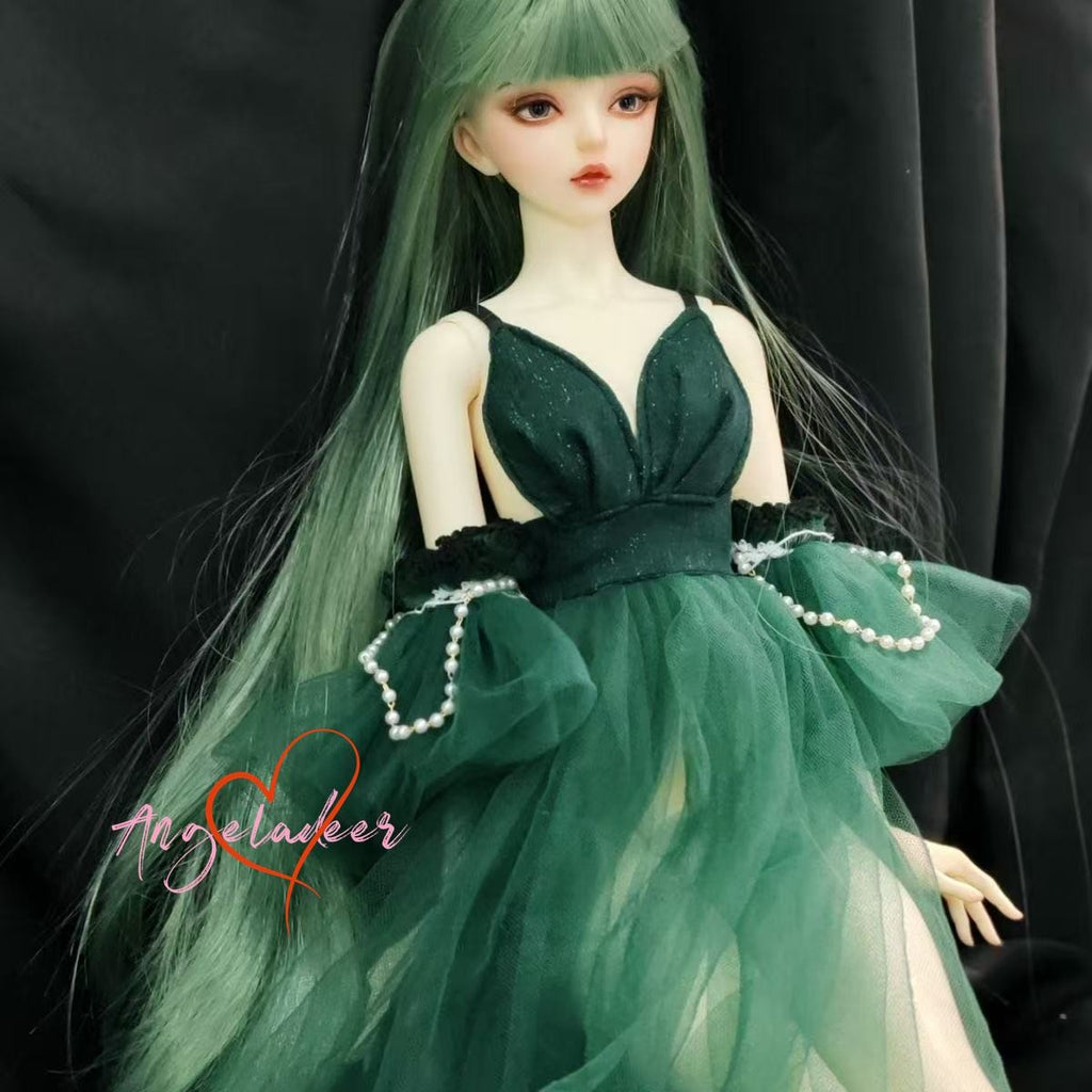 1/4MSD 1/3SD BJD Clothes Doll Outfit Sexy Sling Dress Dark Green Voile Dress-