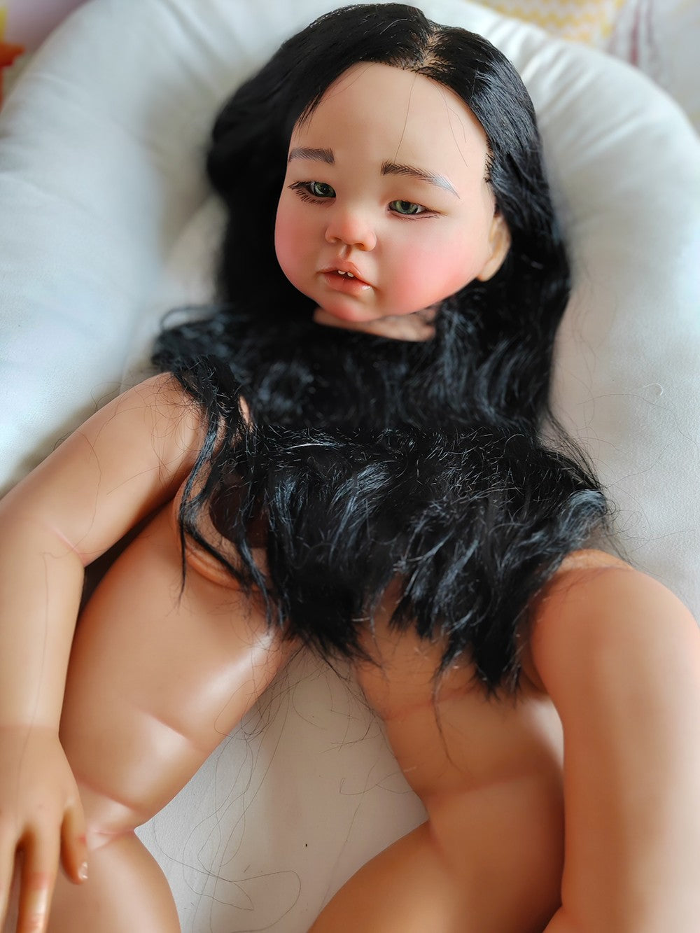 Custom Made Artist Genesis Painted Reborn Doll Kit 28inch Reborn Baby Amaya Toddler Dark Skin African Girl Hand-Rooted Hair Toy