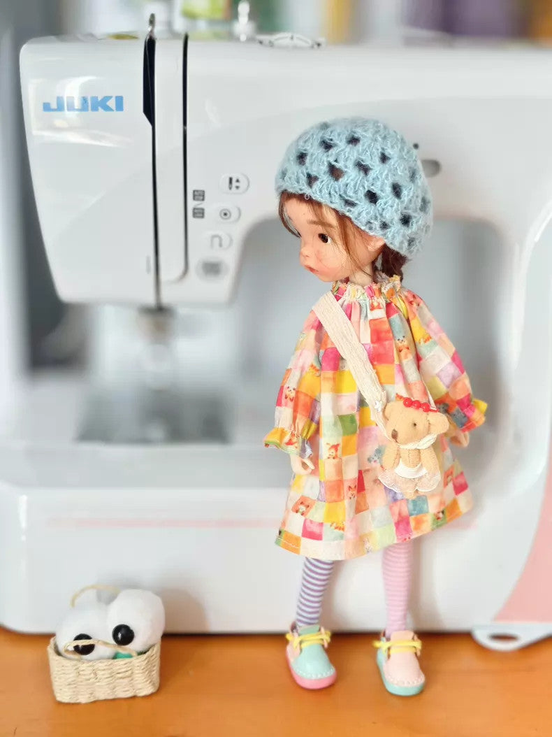 Full Set Landoudou BJD Doll 1/6 Girl Face Makeup Wig Clothes Dress Hat Bag Shoes