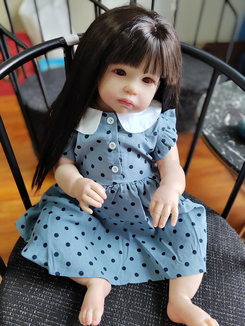 Custom Made 28in Lifelike Hand-Rooted Hair Toddler Girl Reborn Baby Doll Lily  Realistic Art Gift