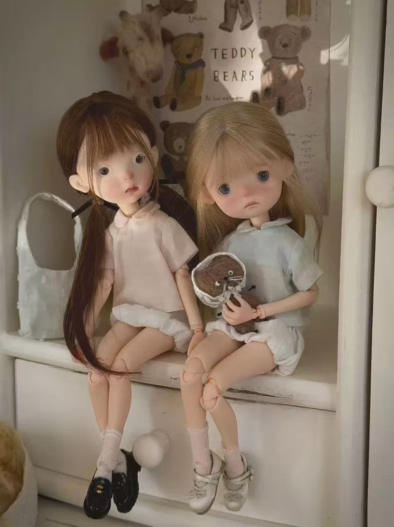 Twins BJD Doll 1/6 Full Set Clothes Wig Face Make UP Landoudou Girl Female Gift