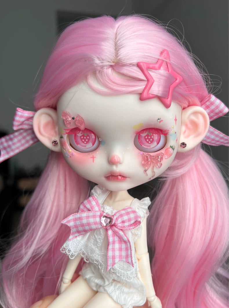 Handmade Blythe Doll Custom With Outfits Pink Wig 1/6 BJD Dolls Girls Kids Gifts