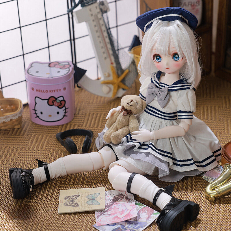 1/4 BJD Doll Resin Full Set/Bare Doll Cartoon Girl Eyes Face up Wig Handmade Toy
