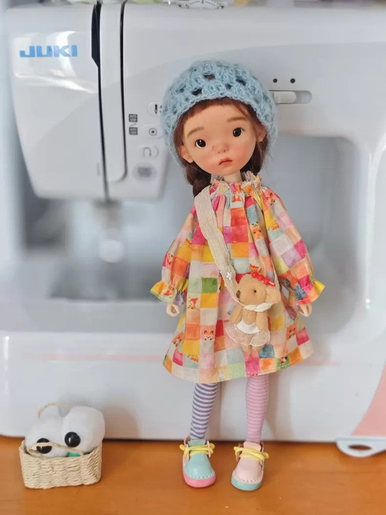 Full Set Landoudou BJD Doll 1/6 Girl Face Makeup Wig Clothes Dress Hat Bag Shoes