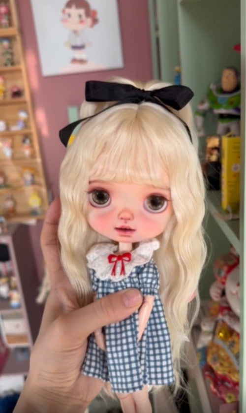 1/6 Blythe Wig Soft Mohair BJD Doll SD Hair Long Wavy Curly Wig Handmade DIY Toy