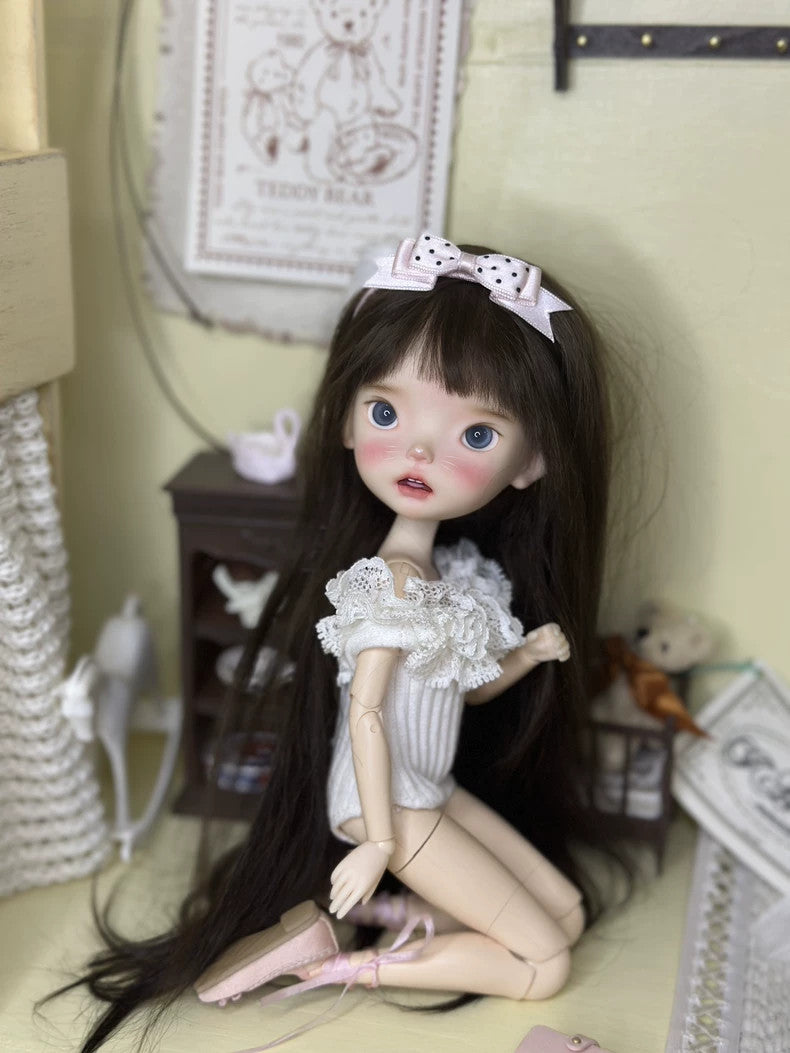 BJD Wig For 1/6 BJD Doll Soft Long Straight Brown Mohair Hair Handmade DIY Gift-