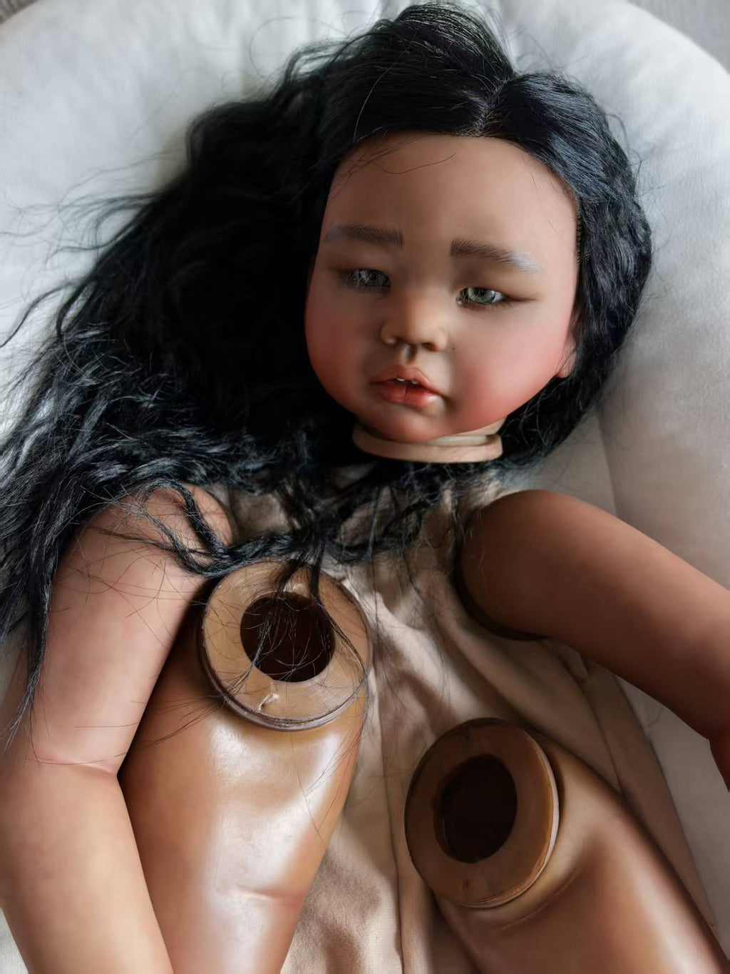 Artist Custom Made Painted 28inch Dark Skin Reborn Baby Doll Kits Rooted Hair Toddler Girl Kids Toy