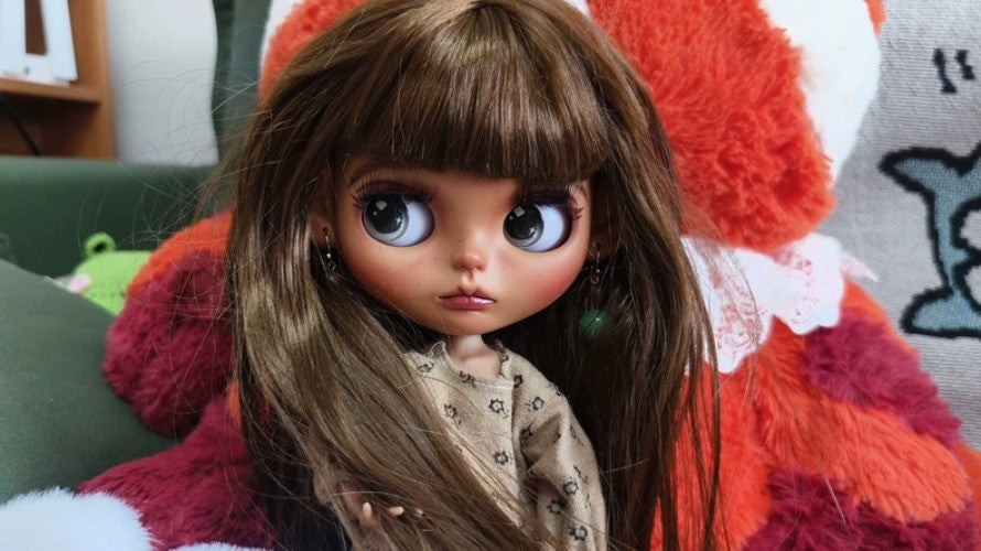 1/6 BJD Doll Handmade Blythe Doll + Clothes Wig Eyes Dark Skin Twins Custom Girl