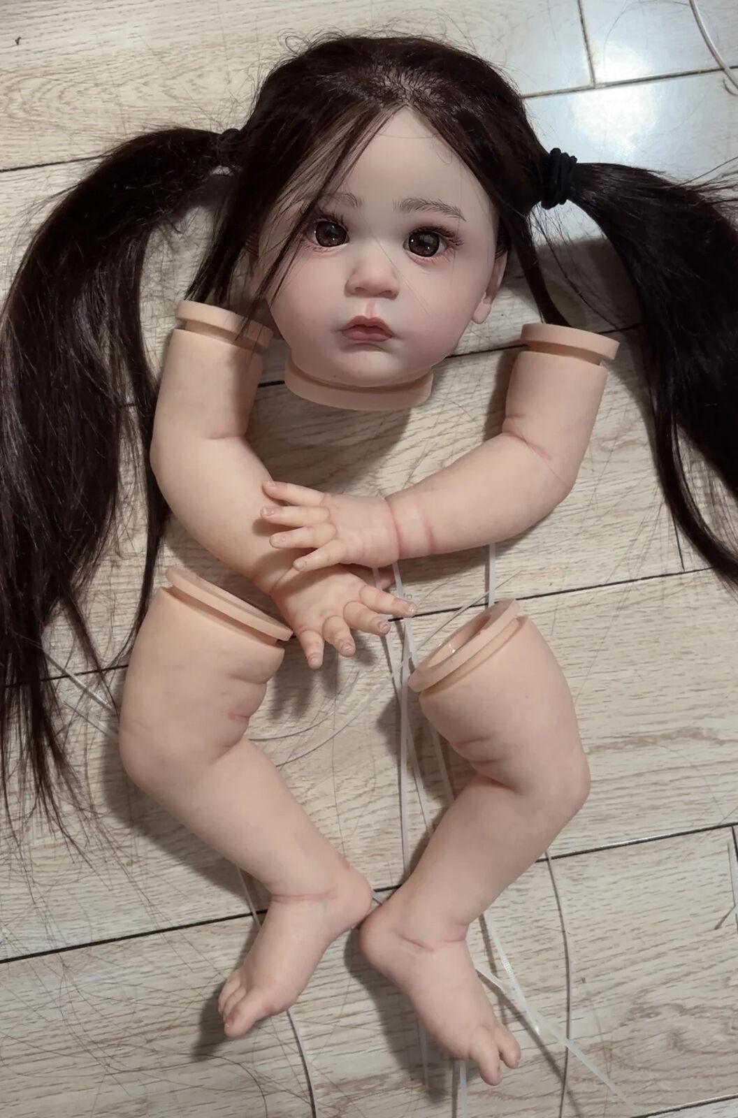 Custom Made 24" Mattia Reborn Doll Kit Part With Soft Body Hand-Rooted Hair Toddler Girl DIY