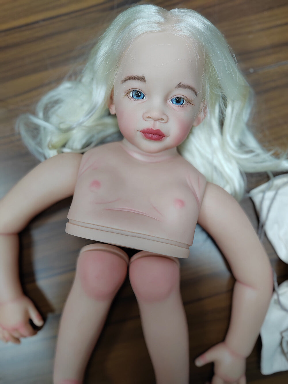 30In Artist Painted Reborn Baby Doll Kit Unassembled White Hair Toddler Girl Toy