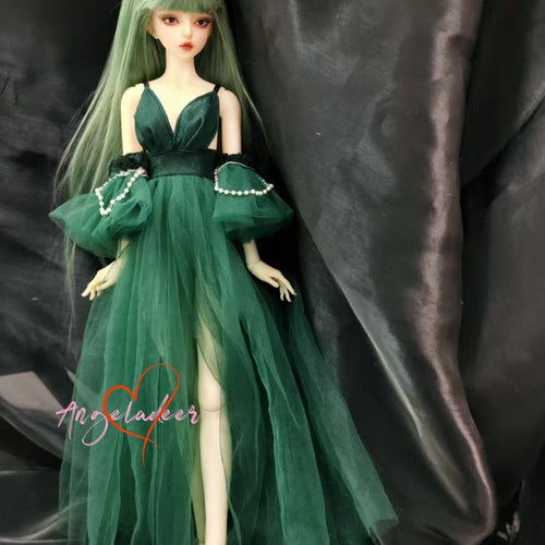 1/4MSD 1/3SD BJD Clothes Doll Outfit Sexy Sling Dress Dark Green Voile Dress-