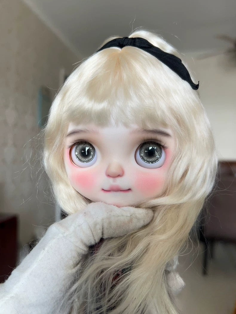 1/6 Blythe Wig Soft Mohair BJD Doll SD Hair Long Wavy Curly Wig Handmade DIY Toy