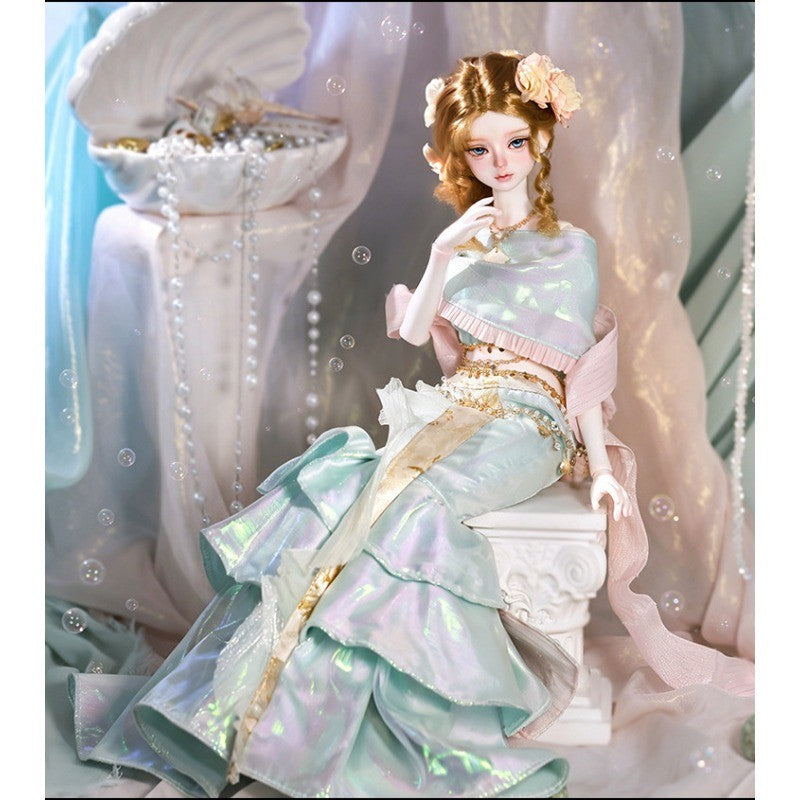 Full Set 1/4 Nude BJD Doll Resin Joint Mermaid Girl Exquisite Face Makeup Toy