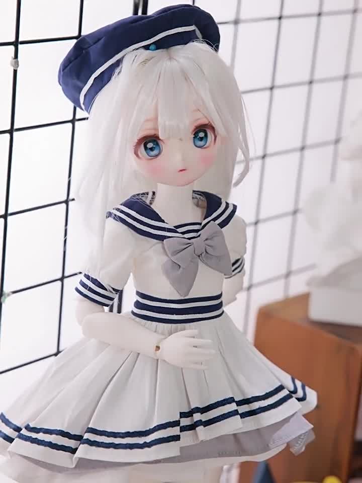 1/4 BJD Doll Resin Full Set/Bare Doll Cartoon Girl Eyes Face up Wig Handmade Toy