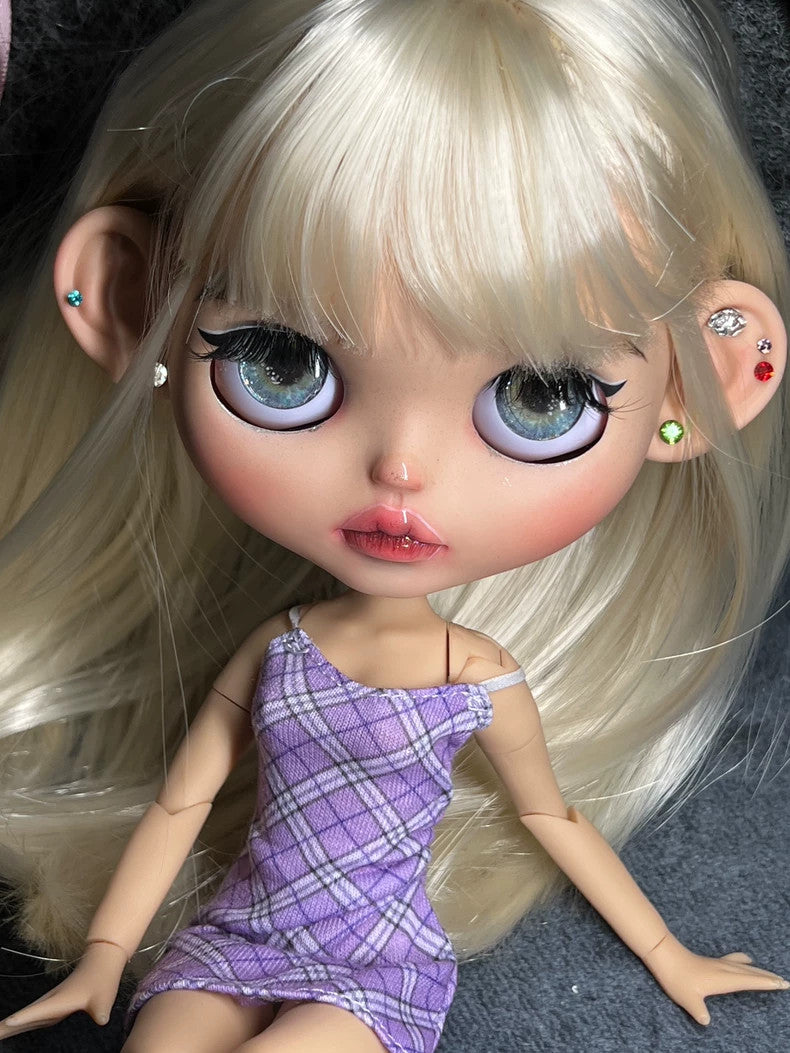 1/6 Blythe Doll Custom With Outfits Blonde Hair BJD Dolls Girl Handmade Toy Gift