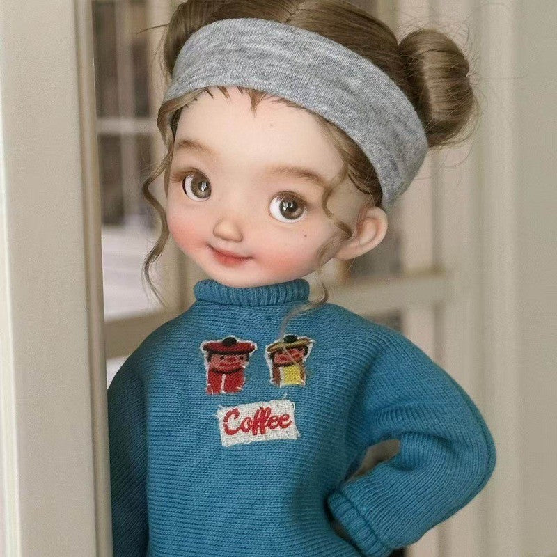 New BJD 1/6 Doll Resin Face Makeup Eyes Handmade Nude Playful Girl Collect Gifts