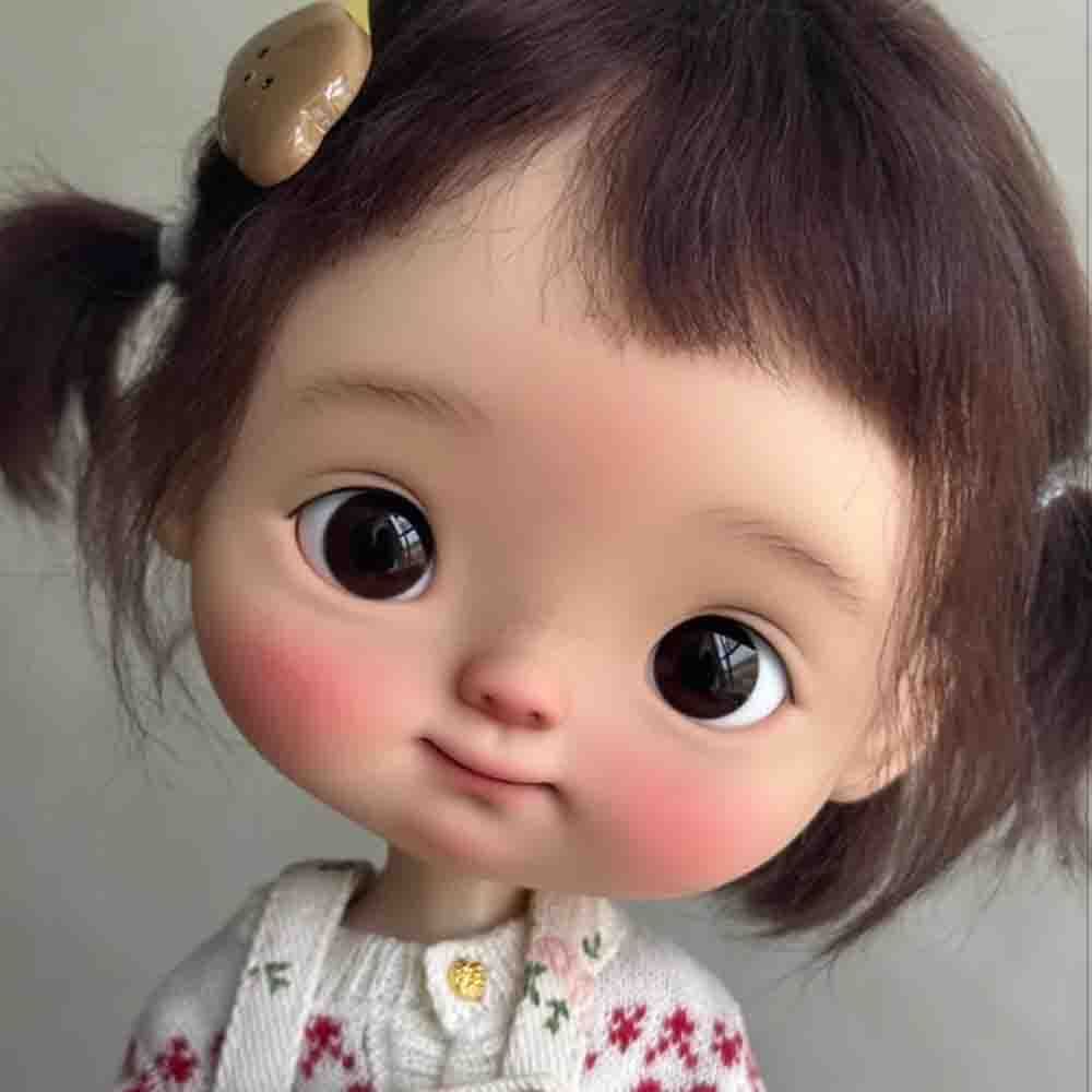 BJD 1/6 Doll SD Jointed with Face Makeup Big Head Eyes Resin Girl Handmade