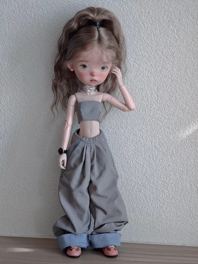 1/6 Full Set BJD Doll Jointed Face up Eyes Wig Clothes Landoudou Handmade Gift