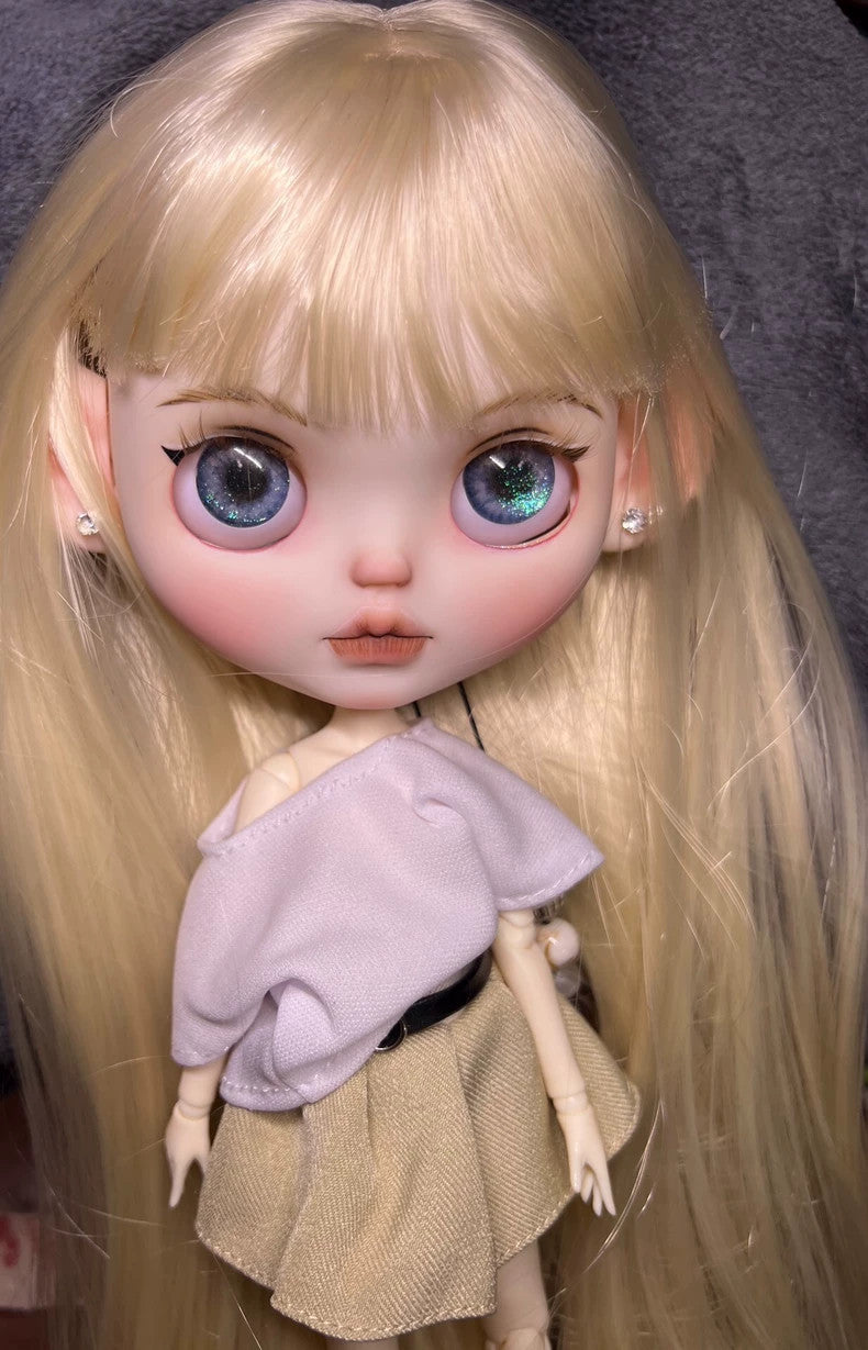 1/6 Blythe Doll Custom With Clothes Blonde Wig Girl YMY24 BJD Doll Handmade Gift
