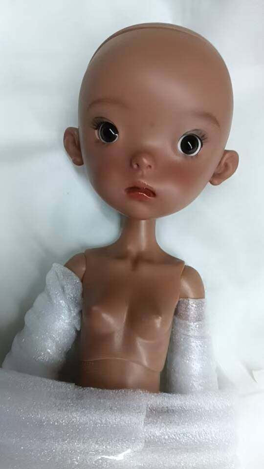 Landoudou 1/6 BJD Doll with Face Makeup Eyes Dark Tan Skin Girl Resin Jointed