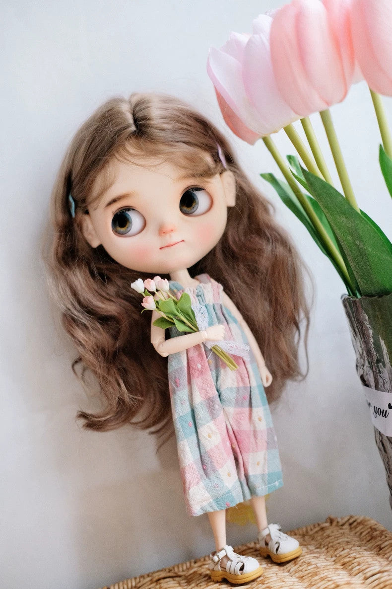for blythe 1/6 BJD doll ob24 22 BJD Camisole Skirt Floral Plaids Suspender Dress
