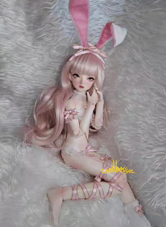1/6 1/4 1/3 BJD Rabbit Clothes Doll Sexy Bunny Girl Outfit White+Pink DIKA LUTS