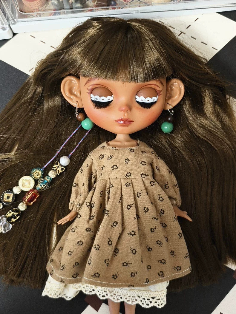 Blythe Doll With Handmade Clothes Eyes Wig Hair Dark Skin Custom 1/6 BJD Dolls