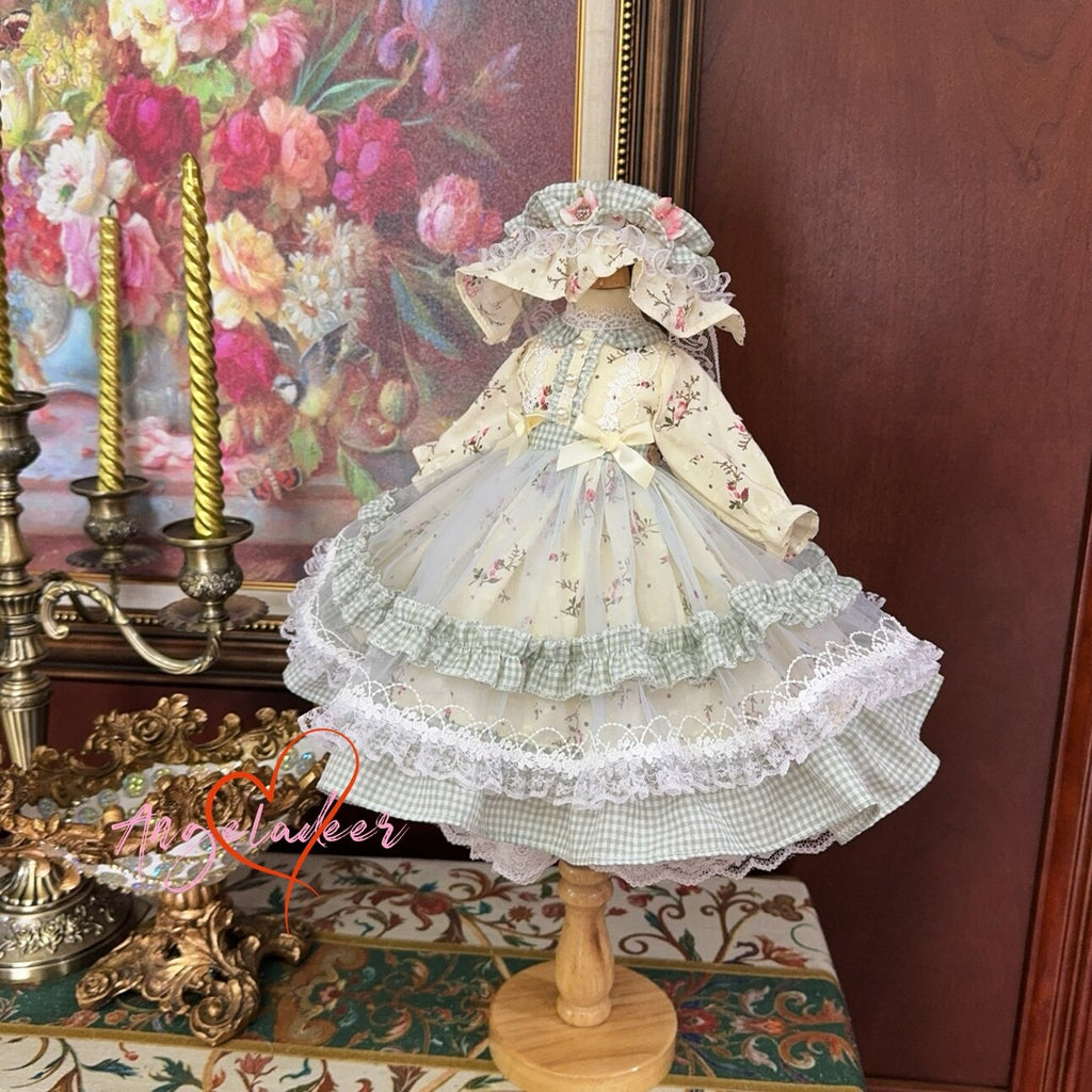 Blythe 1/6 1/4 Puyoo 1/3 BJD Doll Clothes Light Yellow Floral Lolita Dress Voile-