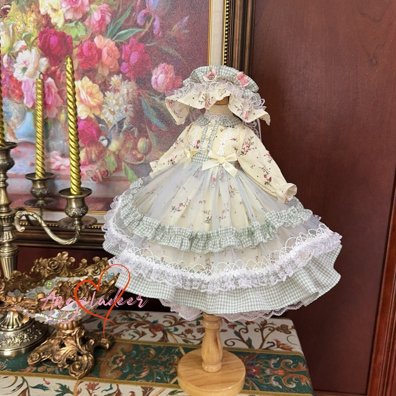 Blythe 1/6 1/4 Puyoo 1/3 BJD Doll Clothes Light Yellow Floral Lolita Dress Voile-