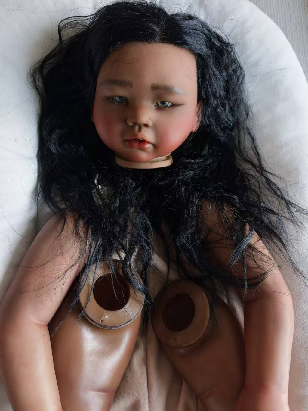 Artist Custom Made Painted 28inch Dark Skin Reborn Baby Doll Kits Rooted Hair Toddler Girl Kids Toy