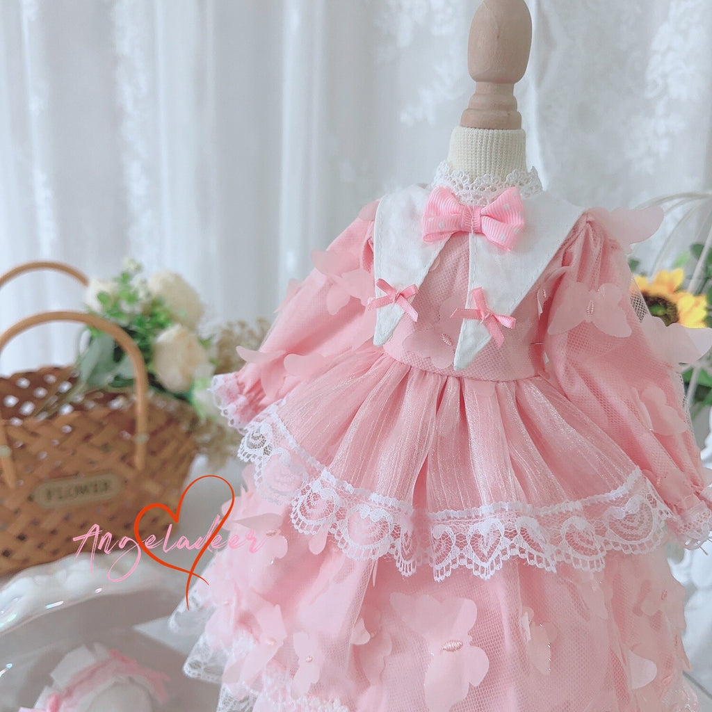 Blythe 1/6 1/4 1/3 BJD Outfit Doll Clothes Pink Butterfly Dress+Headwear Dreamy