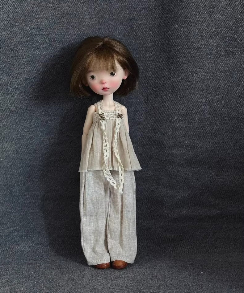 Landoudou BJD Doll 1/6 Jointed Face up Eyes Wig Clothes Girl Full Set Toys Gift