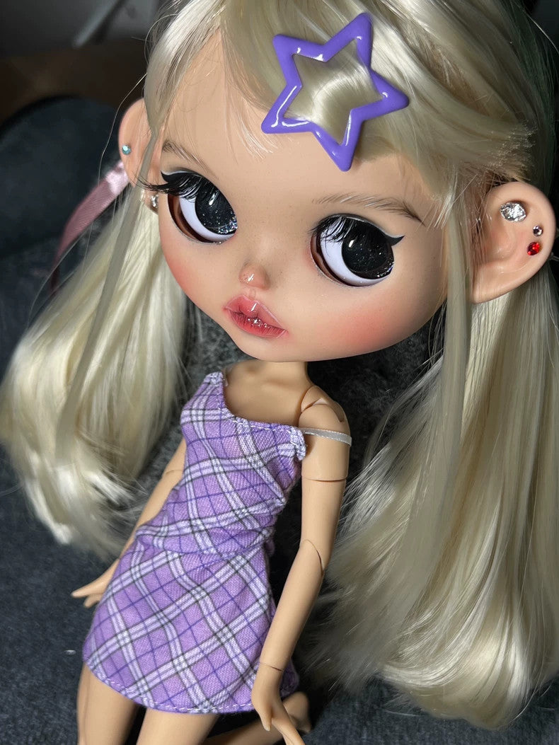 1/6 Blythe Doll Custom With Outfits Blonde Hair BJD Dolls Girl Handmade Toy Gift