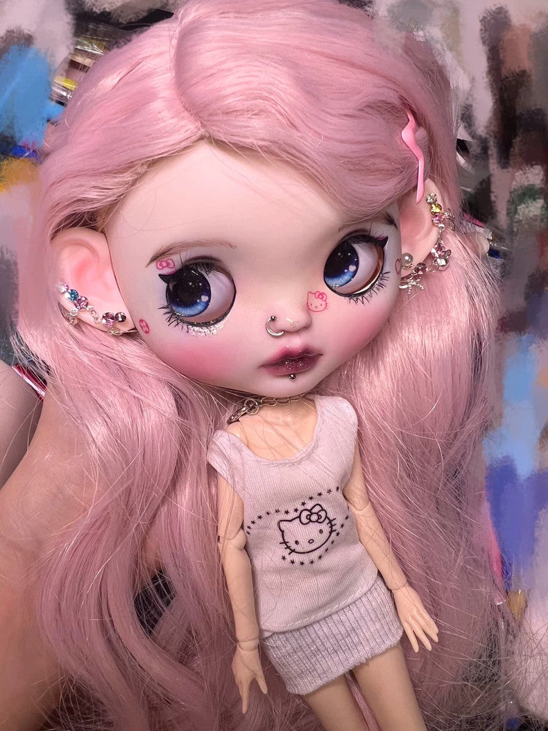 1/6 Custom Blythe Doll With Outfits + Hair Earrings Girl Doll BJD Handmade Gifts