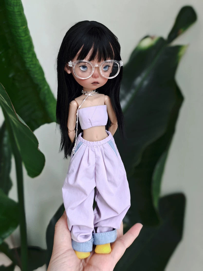 1/6 Full Set BJD Doll Jointed Face up Eyes Wig Clothes Landoudou Handmade Gift