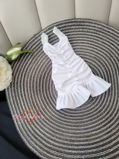 1/4MSD Puyoo 1/3SD SID EID BJD Doll Clothes Ruffles Wrinkle White Short Dress-