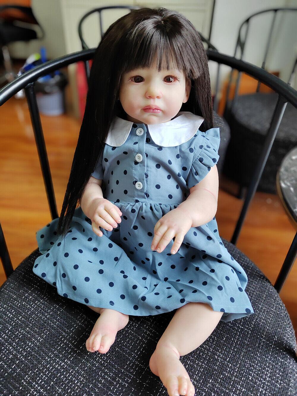 Custom Made 28in Lifelike Hand-Rooted Hair Toddler Girl Reborn Baby Doll Lily  Realistic Art Gift