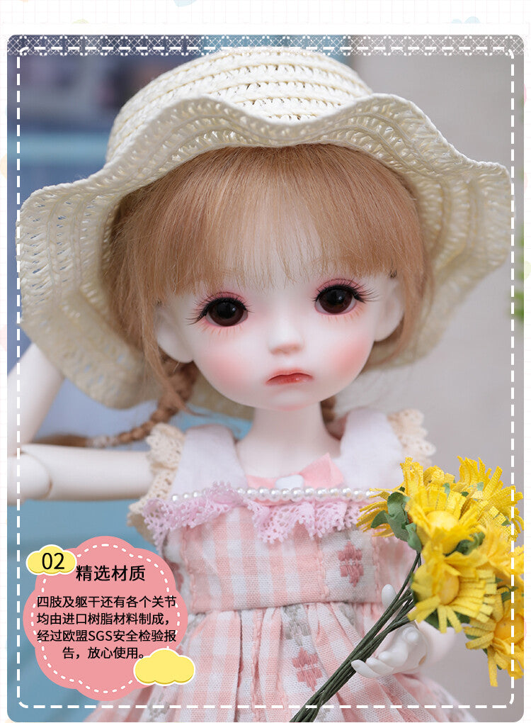 BJD 1/6 SD Dolls Lovely Girl Resin Ball Jointed Body + Eyes + Face Make up Wig
