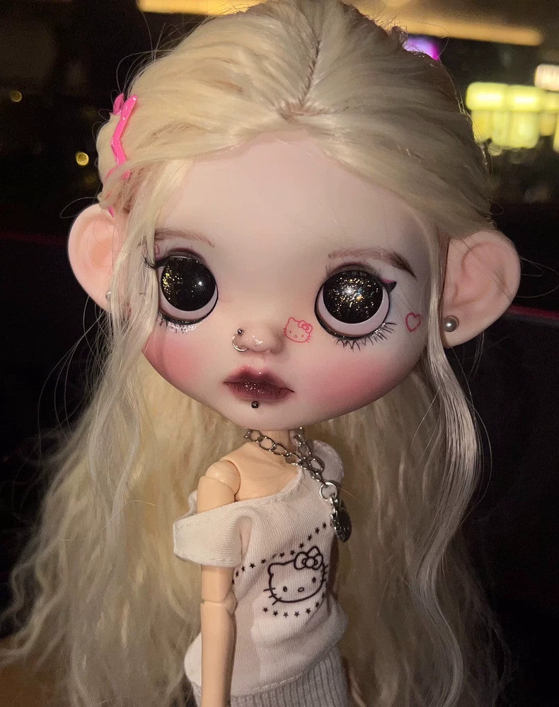 1/6 Custom Blythe Doll With Outfits + Hair Earrings Girl Doll BJD Handmade Gifts
