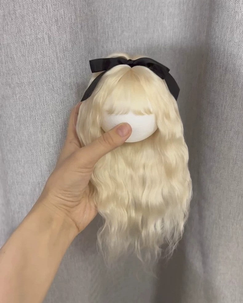 1/6 Blythe Wig Soft Mohair BJD Doll SD Hair Long Wavy Curly Wig Handmade DIY Toy