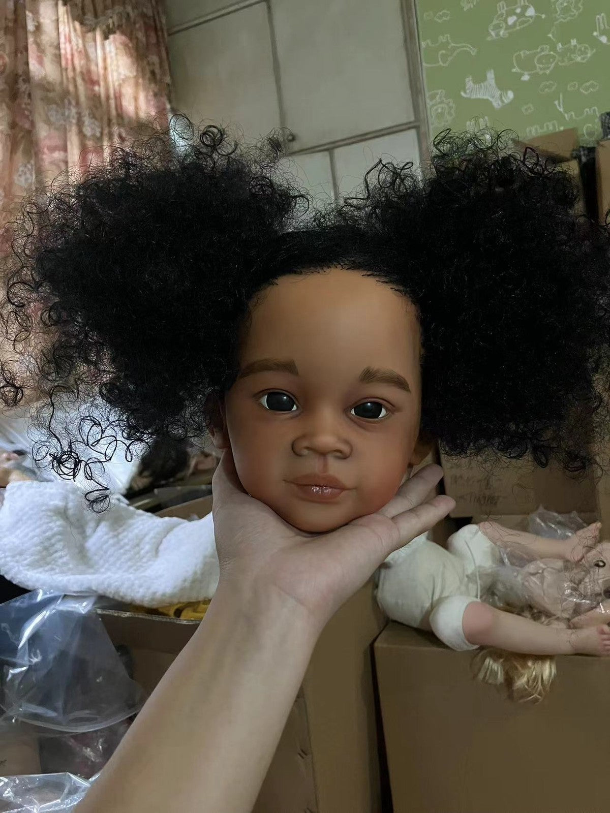 Custom Made 32inch Reborn Baby Meili African Girl Unassembled 3 Dark Skin Girl Toddler Painted Kit Rooted Hair-