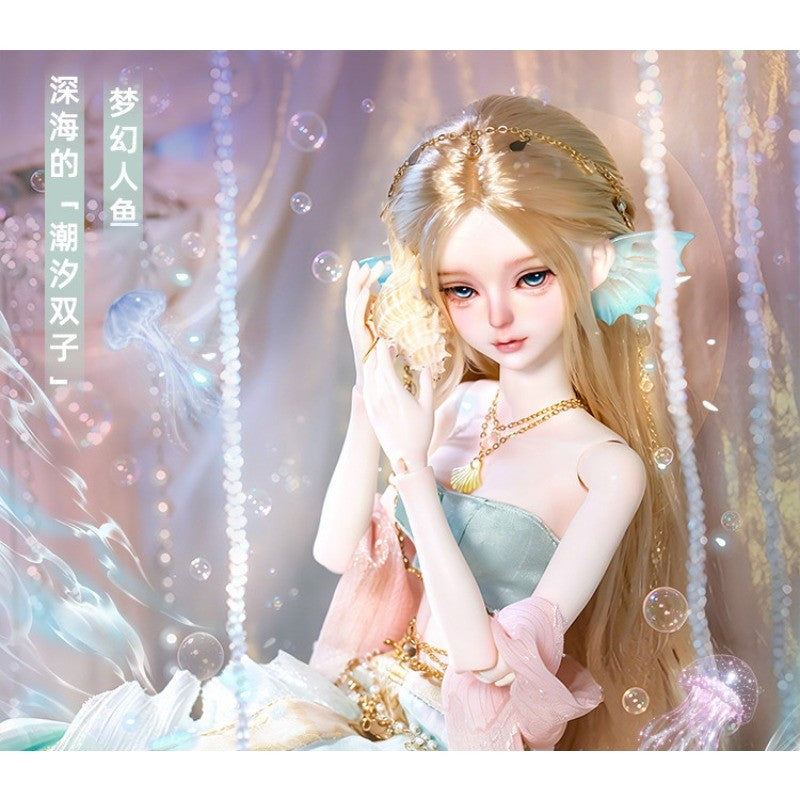 Full Set 1/4 Nude BJD Doll Resin Joint Mermaid Girl Exquisite Face Makeup Toy
