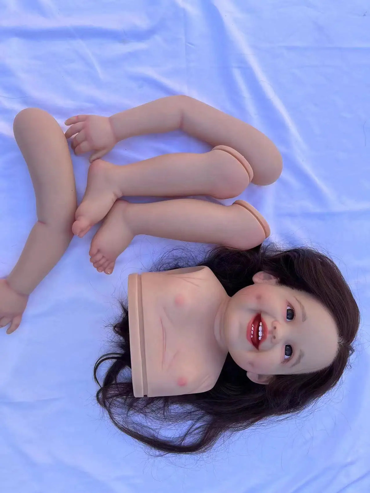 Custom Made 30in Huge Reborn Baby Doll Dimple Painted Toddler Girl Hand-Rooted Hair Body Parts Gift